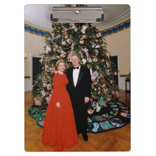American President Bill Clinton Christmas Card  Clipboard