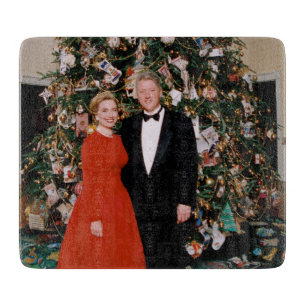 American President Bill Clinton Christmas Card  Cutting Board