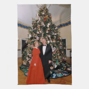 American President Bill Clinton Christmas Card  Kitchen Towel