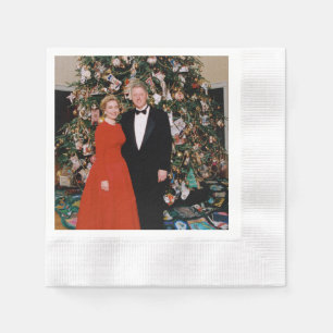 American President Bill Clinton Christmas Card  Napkin
