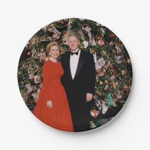 American President Bill Clinton Christmas Card  Paper Plate