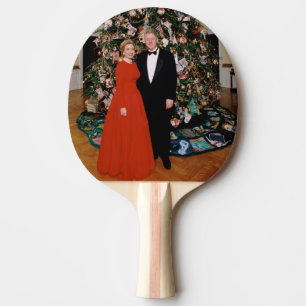 American President Bill Clinton Christmas Card  Ping Pong Paddle
