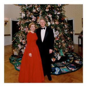 American President Bill Clinton Christmas Card  Poster