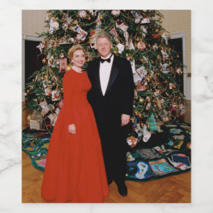 American President Bill Clinton Christmas Card  Wine Label
