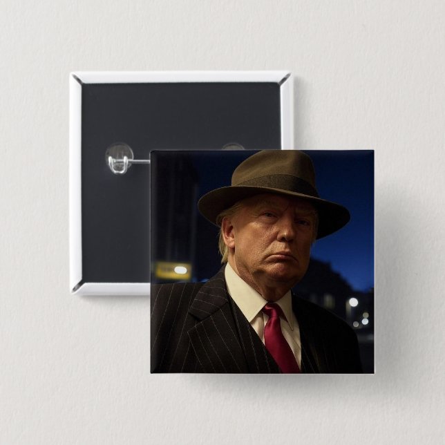 American President Donald Trump Godfather 2 Inch Square Button (Front & Back)