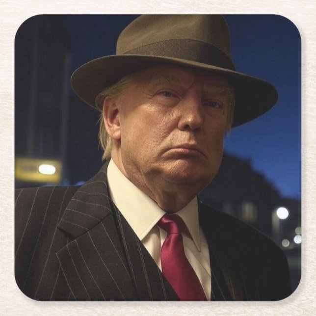 American President Donald Trump Godfather Square Paper Coaster (Front)