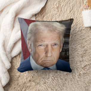 American President Donald Trump Photo 2025 Throw Pillow