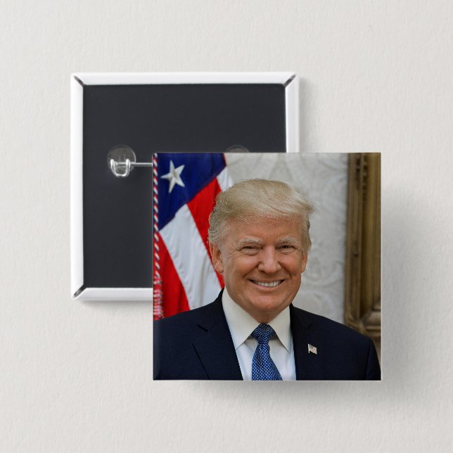 American President Donald Trump White House 2 Inch Square Button (Front & Back)