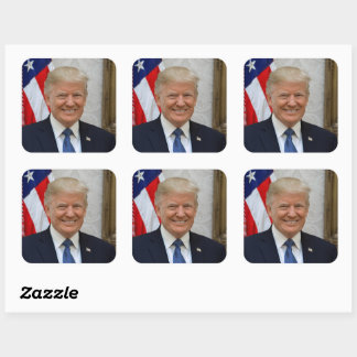 American President Donald Trump White House Square Sticker