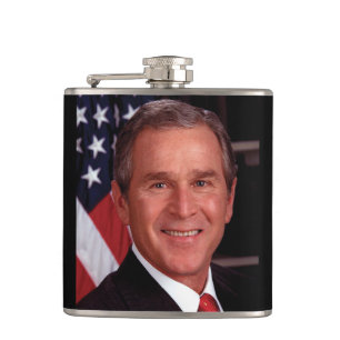American President George Bush Christmas Card Hip Flask