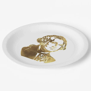 American President George Washington Portrait Gold Paper Plate
