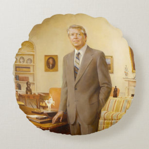 American President James Earl Carter Oval Office Round Pillow
