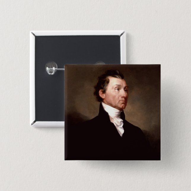 American President James Monroe Portrait 2 Inch Square Button (Front & Back)