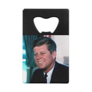 American President John F. Kennedy in Oval Office Credit Card Bottle Opener