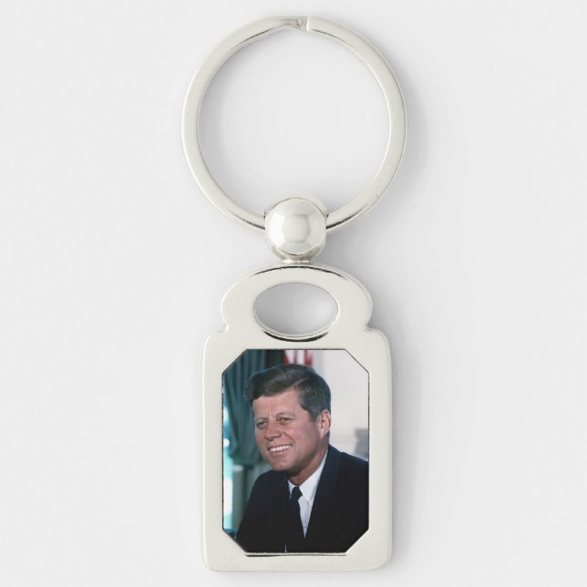 American President John F. Kennedy in Oval Office Keychain (Front)