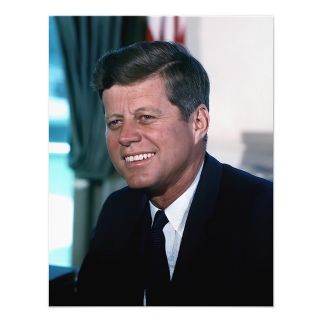 American President John F. Kennedy in Oval Office Photo Print (Front)