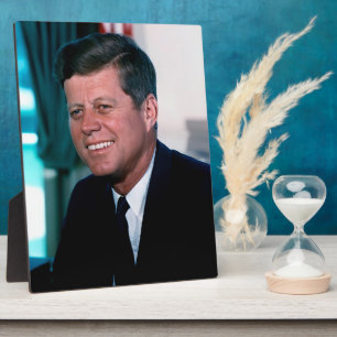 American President John F. Kennedy in Oval Office Plaque