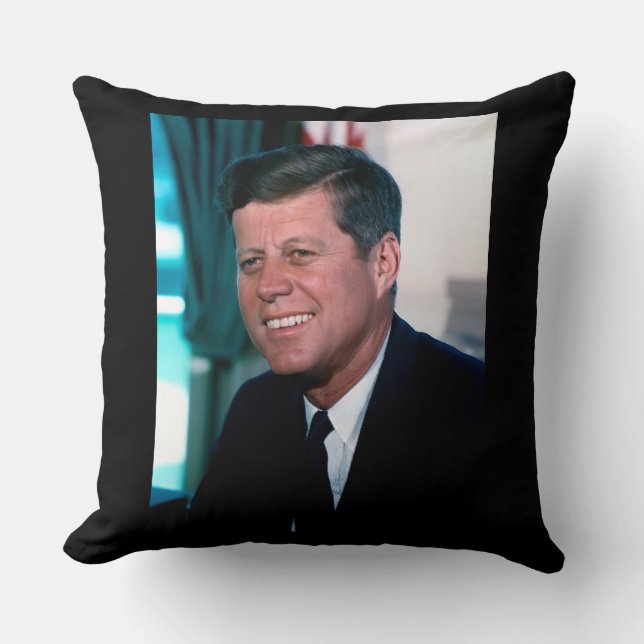 American President John F. Kennedy in Oval Office Throw Pillow (Front)