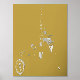 American President John Kennedy at News Conference Foil Prints
