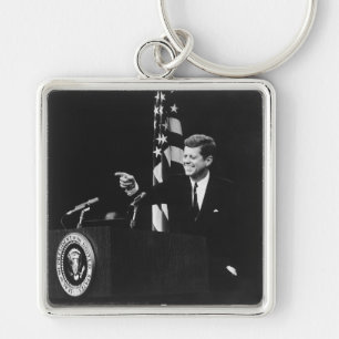 American President John Kennedy at News Conference Keychain