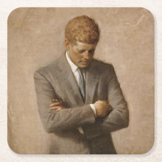 American President John Kennedy Painted Portrait  Square Paper Coaster