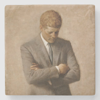 American President John Kennedy Painted Portrait  Stone Coaster