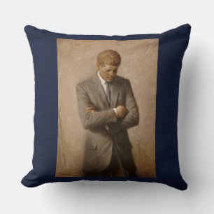 American President John Kennedy Painted Portrait  Throw Pillow