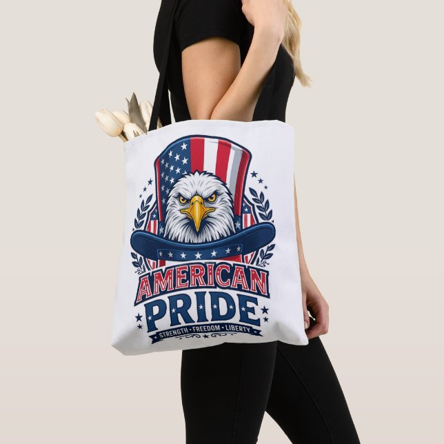 American Pride Bald Eagle Patriotic Tote Bag (Close Up)