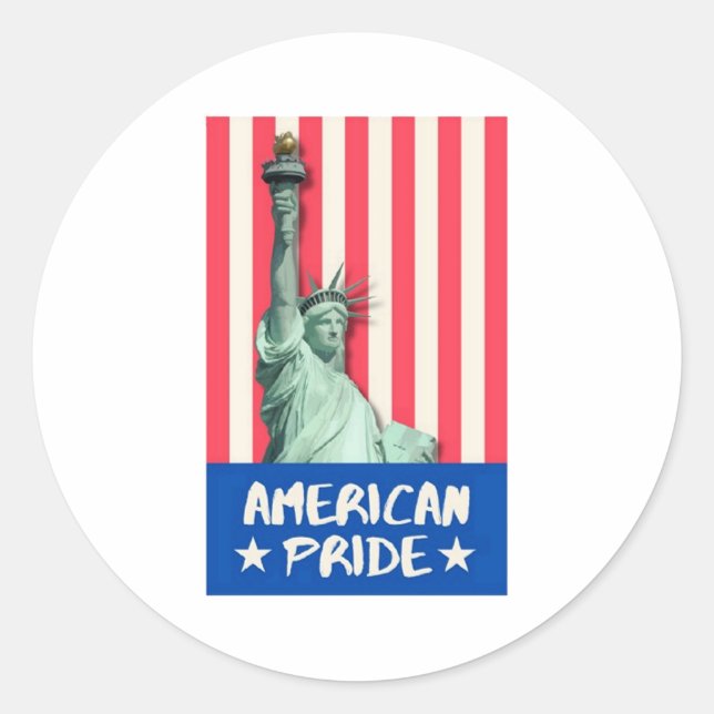 American pride classic round sticker (Front)