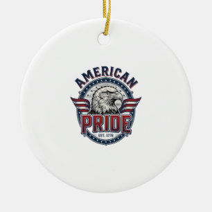 American Pride Eagle Vintage Patriotic Design_1 Ceramic Ornament