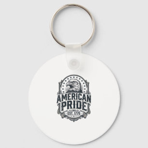 American Pride Eagle Vintage Patriotic Shirt Desig Keychain