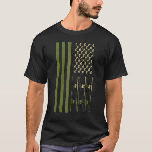 American Pride Fishing Rod Fisherman Us Flag Fish T-Shirt