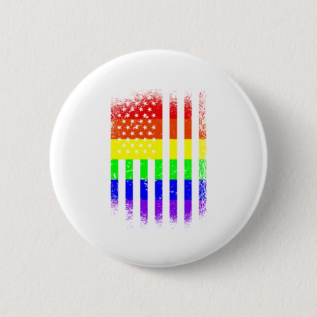 american pride flag rainbow lgbt 2 inch round button (Front)