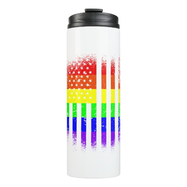 american pride flag rainbow lgbt thermal tumbler (Front)
