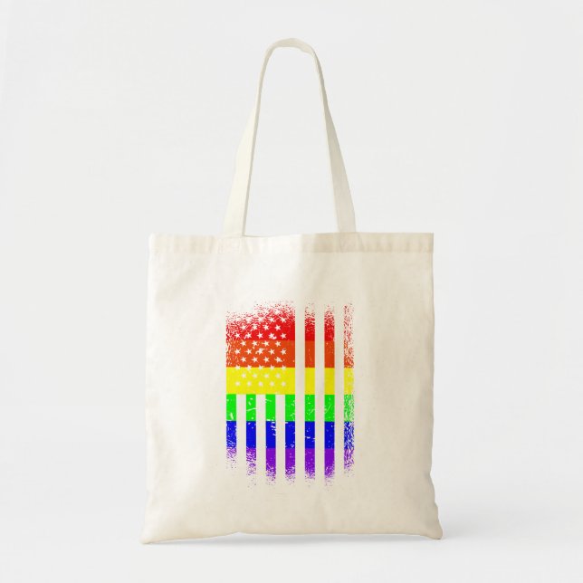american pride flag rainbow lgbt tote bag (Front)
