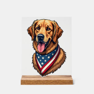 American Pride Golden Retriever Vintage Shirt Acrylic Sign