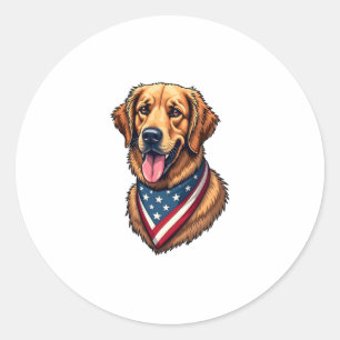 American Pride Golden Retriever Vintage Shirt Classic Round Sticker
