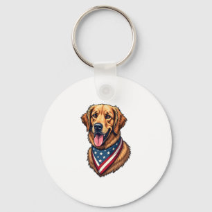 American Pride Golden Retriever Vintage Shirt Keychain
