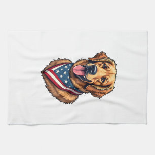 American Pride Golden Retriever Vintage Shirt Kitchen Towel
