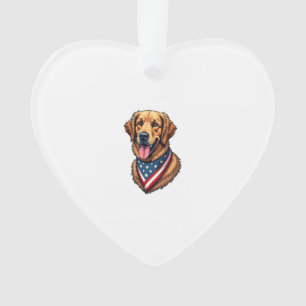 American Pride Golden Retriever Vintage Shirt Ornament
