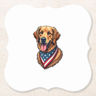 American Pride Golden Retriever Vintage Shirt Paper Coaster