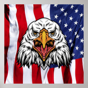 "American Pride: Majestic Eagle with Patriotic  Poster