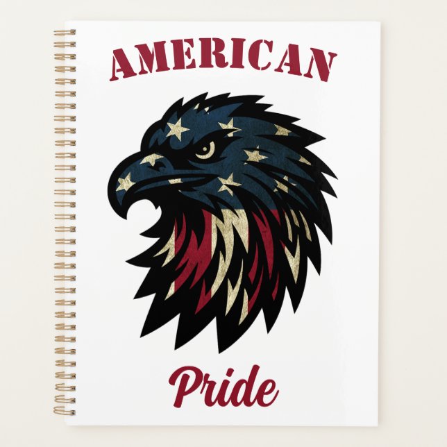American Pride, Patriotic Red White Blue Eagle Planner (Front)