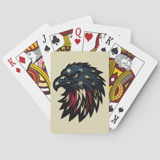 American Pride, Patriotic Red White Blue Eagle Playing Cards (Back)