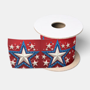 American Pride Patriotic Stars Independence Day  Satin Ribbon