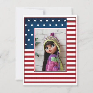 American print navy red white striped lined stars card