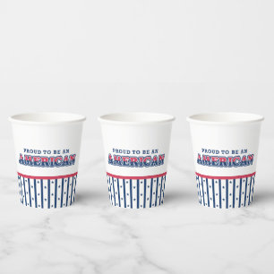 American Proud, Patriotic, Navy Stripes and Stars Paper Cups