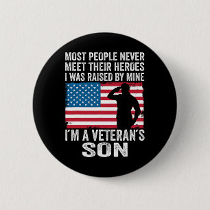 American Proud Veteran Son Veterans Day Memorial D 2 Inch Round Button