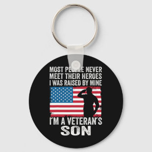 American Proud Veteran Son Veterans Day Memorial D Keychain