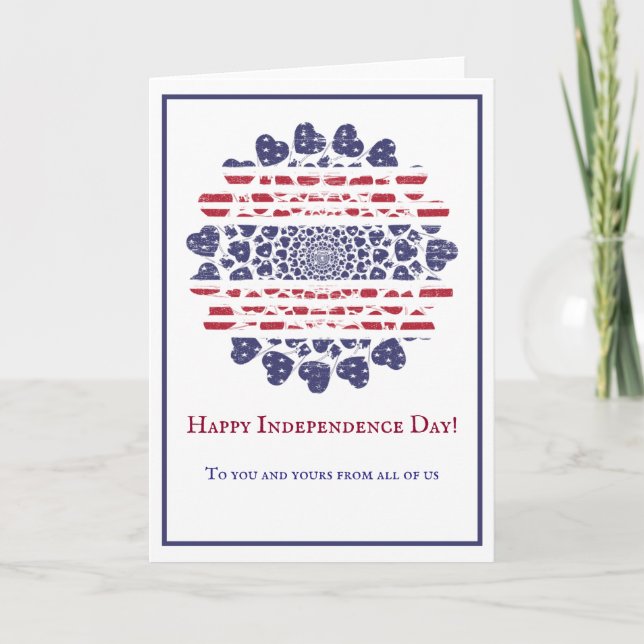American Psychedelic Patriotic Hearts Tie Dye Card (Front)
